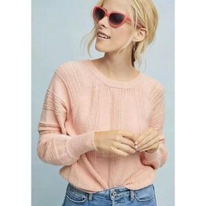 Meadow‎ Rue Anthropologie Pale Pink Boucle Jumper Pullover Sweater Size Small